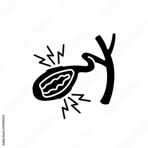 Cholesterosis gallbladder color line icon. Human diseases.