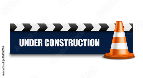 Under construction sign on white background, vector illustration