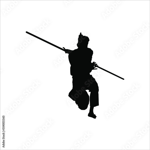 Silhouette of 'Silat' Athlete, Silat is Martial Art from Indonesia. Vector Illustration 
