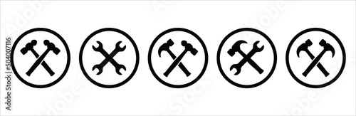Foto Hammer and wrench icon set