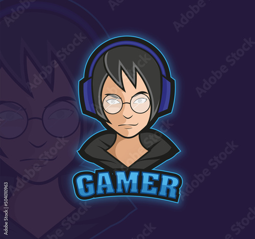 The gamer boy. The logo of the game character. Harry Potter