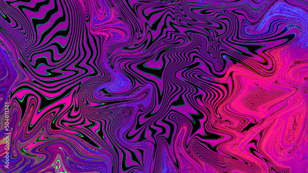Psychedelic distorted lines digital art, trippy melted background