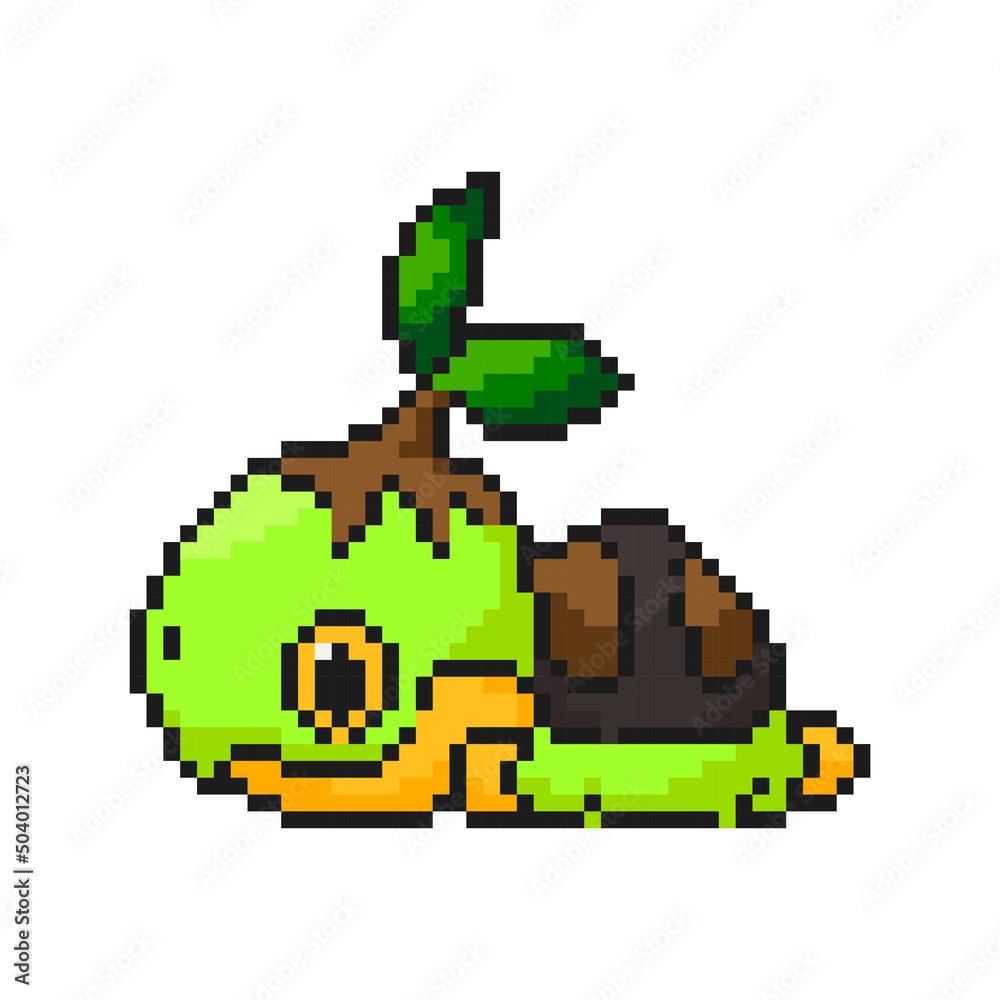 vector cute green turtle pixel art