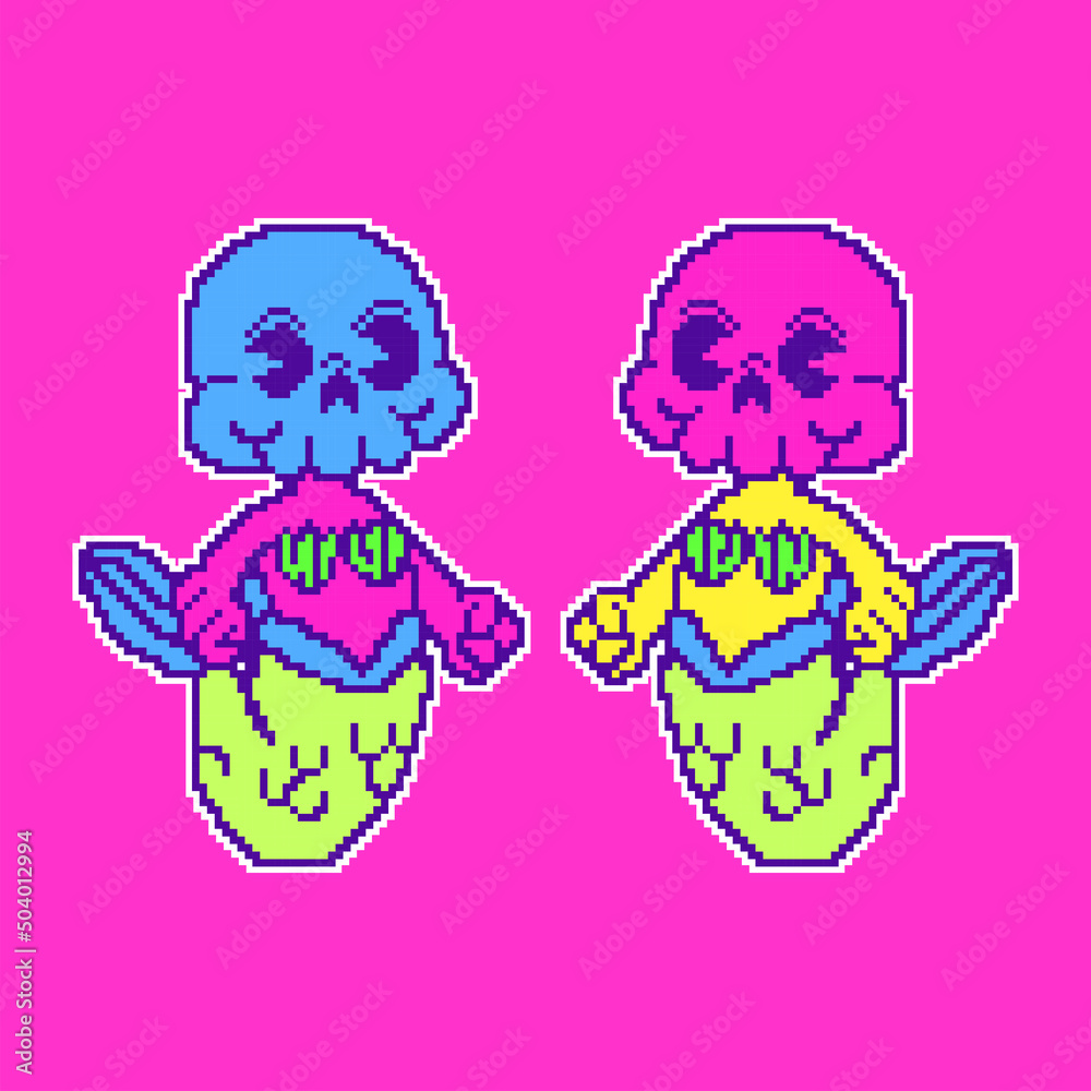 mermaid pixel art character vector mermaid pixel art character vector