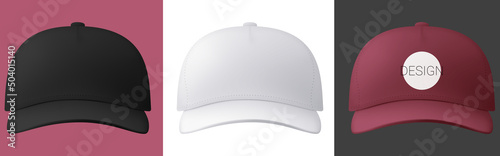 Vector caps in mesh gradient style. Editable illustration
