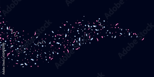 Fototapeta Naklejka Na Ścianę i Meble -  Confetti, serpentine. Blue and pink metallic gradient. Festive background, design for cards, invitations. Abstract texture on a blue background. Design element. Vector illustration, eps 10.