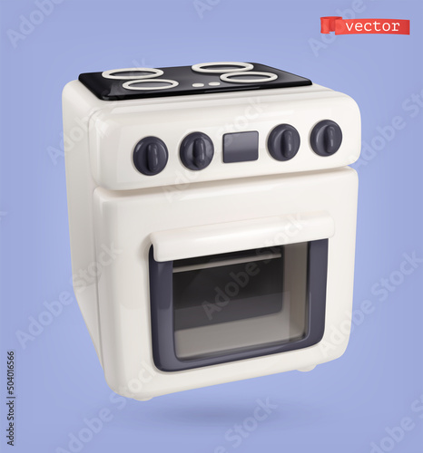 Kitchen stove 3d render vector icon
