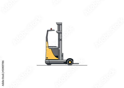 Line vector design of modern reach truck forklift.