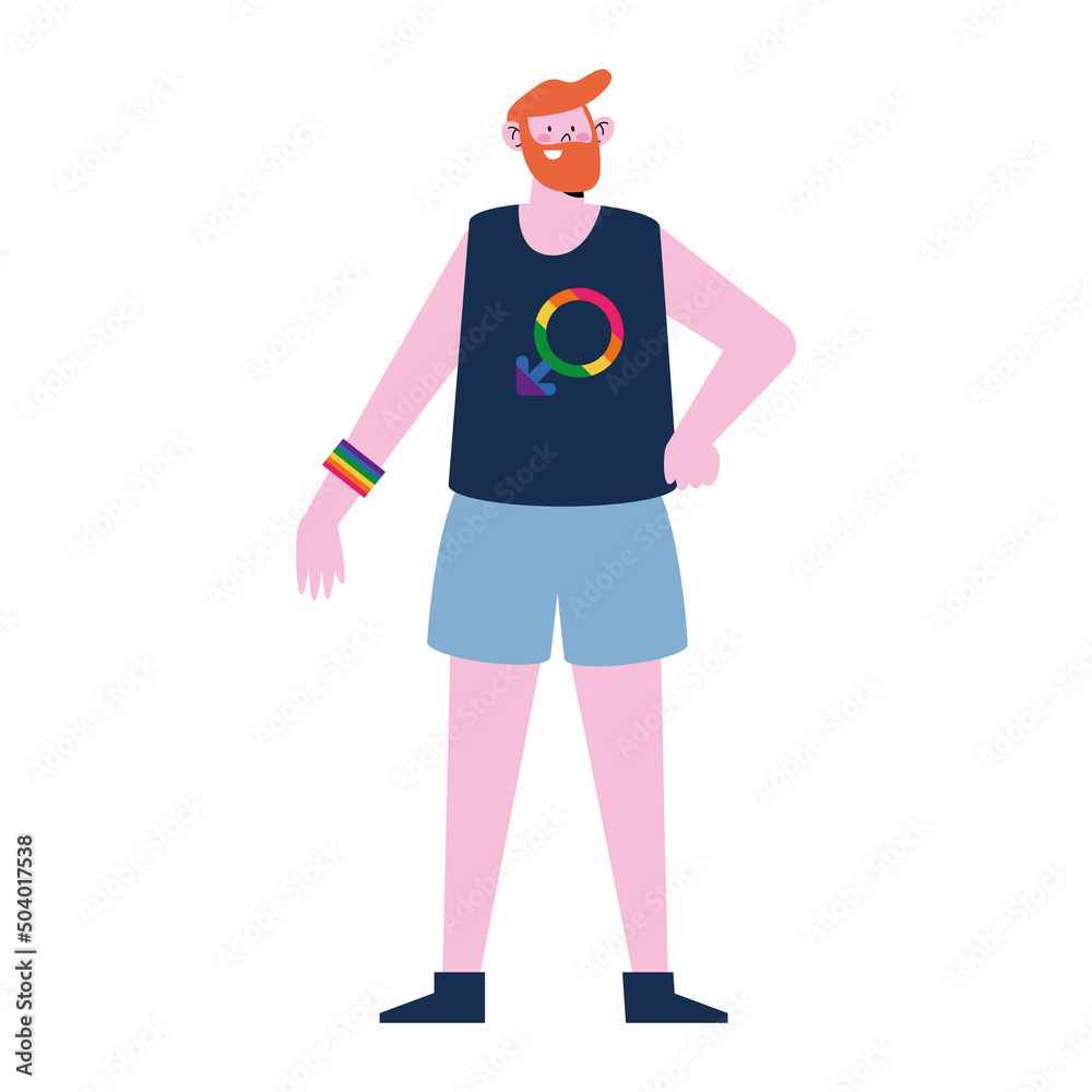 redhead gay with lgbtq shirt
