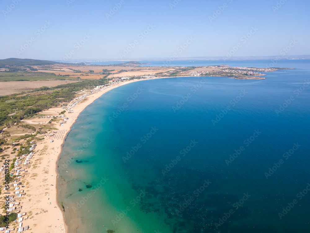 Aerial view of Gradina (Garden) Beach near town of Sozopol, Bulgaria