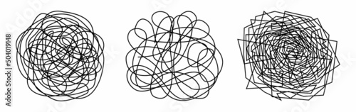 A set of confusing thoughts. Vector. Doodle. Black.