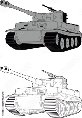 One of the most famous tanks of the Second World War is the Pz-VI Tiger. Undoubtedly a magnificent tank both externally and from the point of view of combat characteristics. Detailed vector image