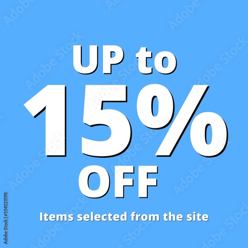 15% off UP tô online discount special offer background blue