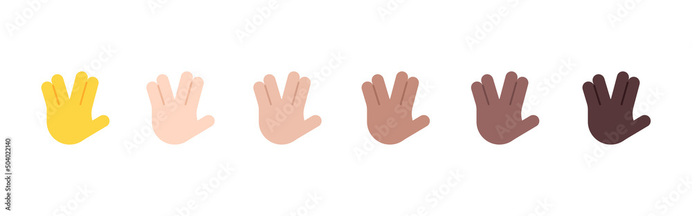 All Skin Tones Vulcan Salute Gesture Emoticon Set. Vulcan Salute Emoji Set All Skin Tones Vulcan Salute Gesture Emoticon Set. Vulcan Salute Emoji Set