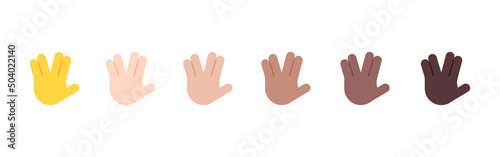 All Skin Tones Vulcan Salute Gesture Emoticon Set. Vulcan Salute Emoji Set