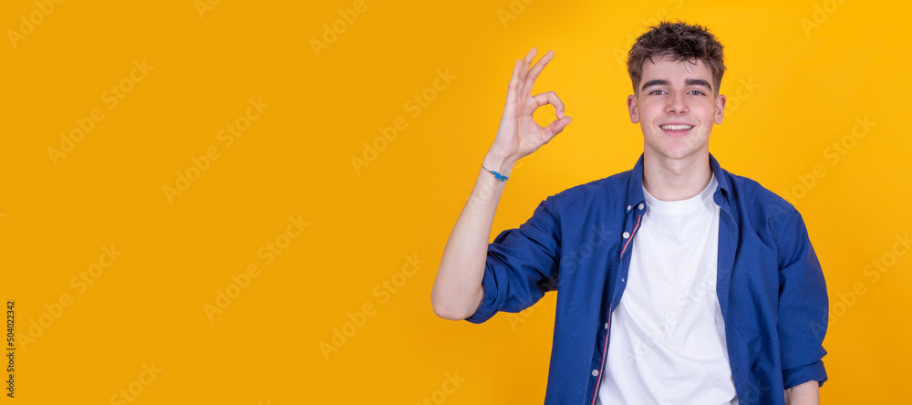 isolated young man with okay or approval sign isolated young man with okay or approval sign