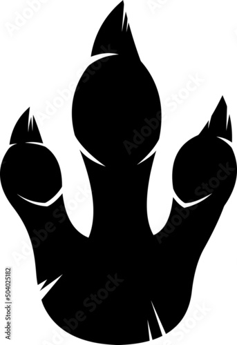 Tyrannosaurus Rex Dinosaur Black Paw Silhouette With Claws Foot Print Logo Design. Vector Hand Drawn Illustration Isolated On White Background