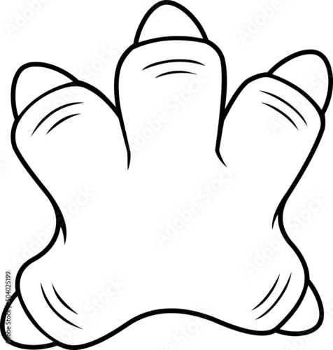 Outlined Triceratops Dinosaur Paw With Claws Print Logo Design. Vector Hand Drawn Illustration Isolated On White Background