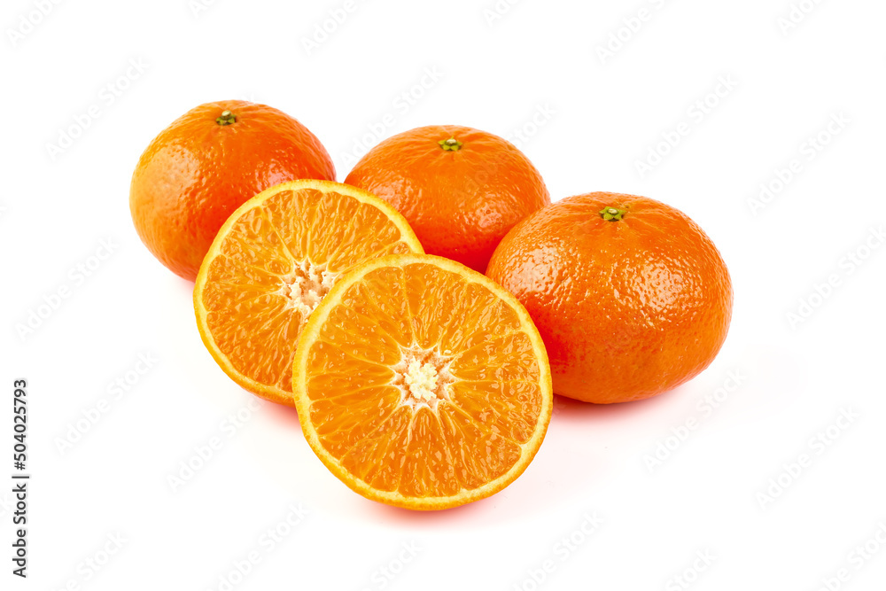 Tangerine or clementine, close-up, isolated on a white background. Tangerine or clementine, close-up, isolated on a white background.