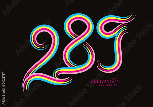 289 number design vector, graphic t shirt, 289 years anniversary celebration logotype colorful line, 289th birthday logo, Banner template, logo number elements for invitation card, poster, t-shirt.