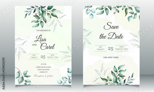 wedding card template with floral watercolor