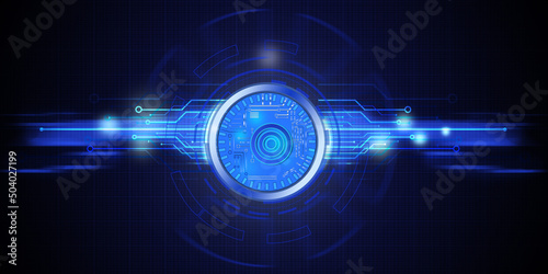 Wallpaper Mural Target Symbol is Reflecting Over Futuristic HUD with Electronic Circuit Torontodigital.ca