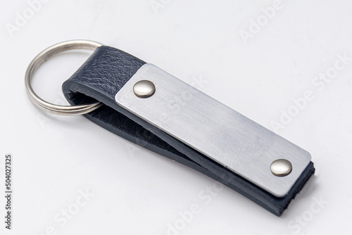 Leather Keychain with clip lock for Key Isolated on White Background