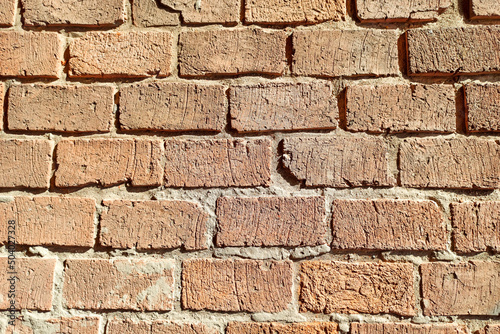 old brick wall red, vintage background panorama abstract stone