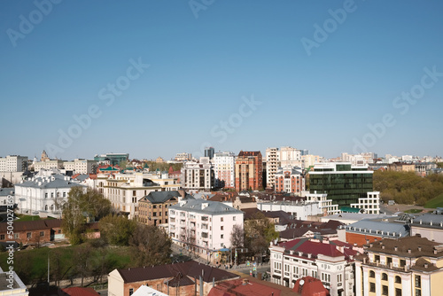 View from the observation deck on the city of Kazan, Russia. Kazan city center. Third capital of Russia