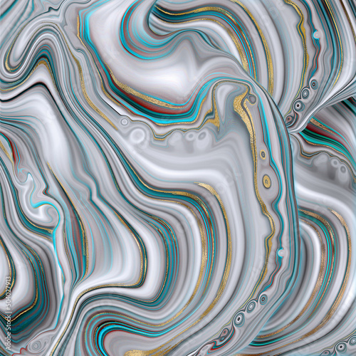 Abstract agate marble in pastel turquoise green blue grey with gold veins. Fluid marbling effect, gold veins. Beautiful abstract design template for poster card invitation. Illustration