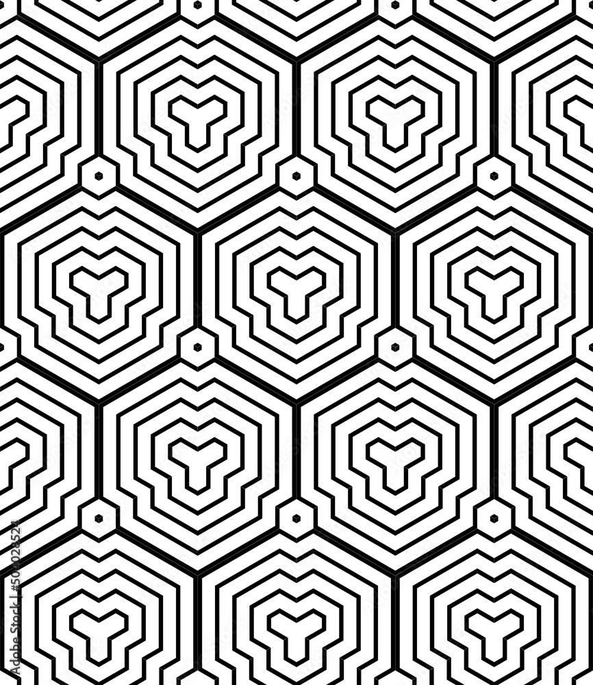 Abstract seamless geometric hexagons and polygons pattern. Abstract seamless geometric hexagons and polygons pattern.