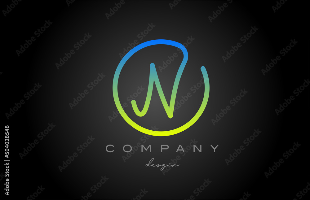 N green alphabet letter logo icon design. Handwritten connected creative template for company and business N green alphabet letter logo icon design. Handwritten connected creative template for company and business