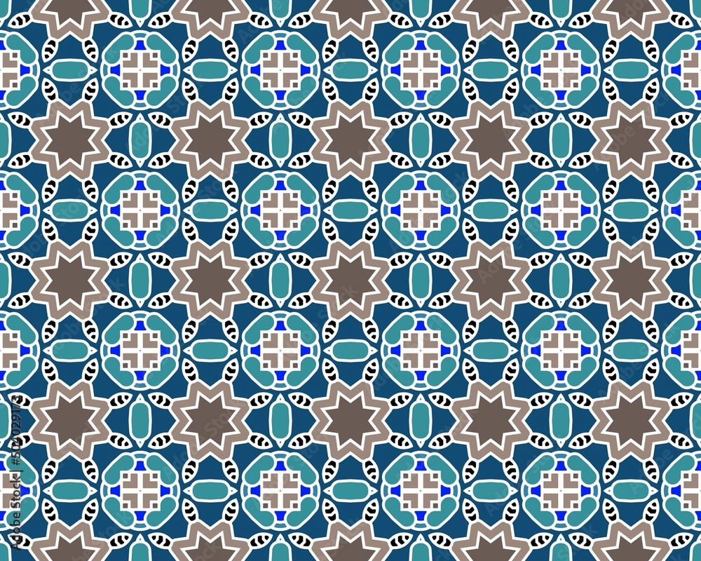 Illustration of a colorful seamless tile pattern