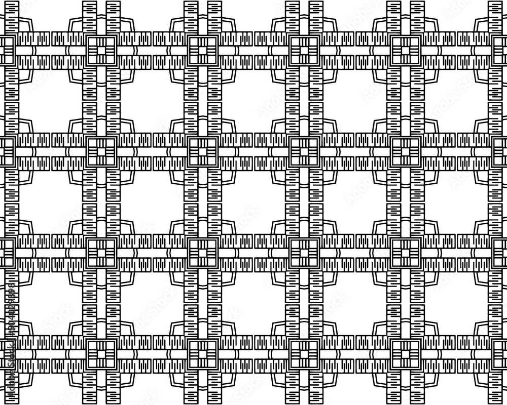 Illustrated black-and-white seamless tile pattern Illustrated black-and-white seamless tile pattern