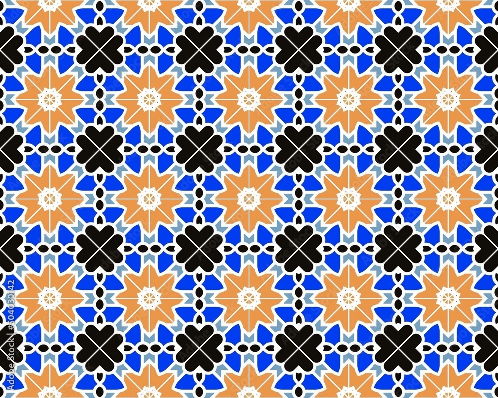 Seamless tile pattern illustration with floral signs Seamless tile pattern illustration with floral signs
