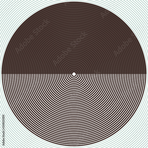 Art composition with concentric lines .Modern art design .Black Vector stripes .Circle lines .Geometric shape. Wall art .