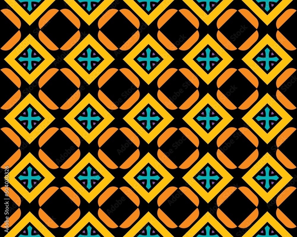 Orange-yellow geometric square pattern on a black background Orange-yellow geometric square pattern on a black background