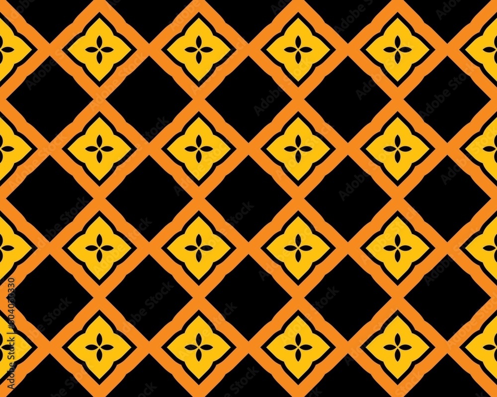 Beautiful orange-yellow geometric pattern on a black background Beautiful orange-yellow geometric pattern on a black background