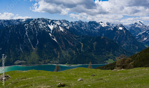 landscape with mountains sky and clouds