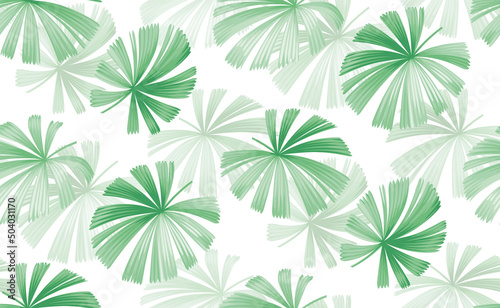 Seamless pattern with tropical palm leaves in realistic style. Exotic plants. Vector botanical illustration. Foliage background for wallpaper, textile, wrapping paper and greeting card.