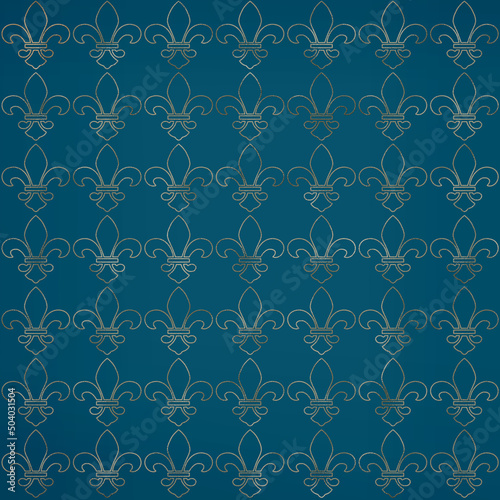 Royal Lily Fleur de Lis Seamless Pattern. 3D illustration