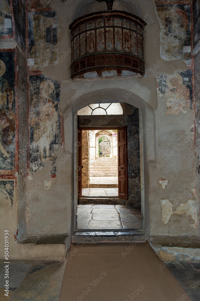 Ruins of a Byzantine monastery at Mystras in the Peloponnese. Greece.