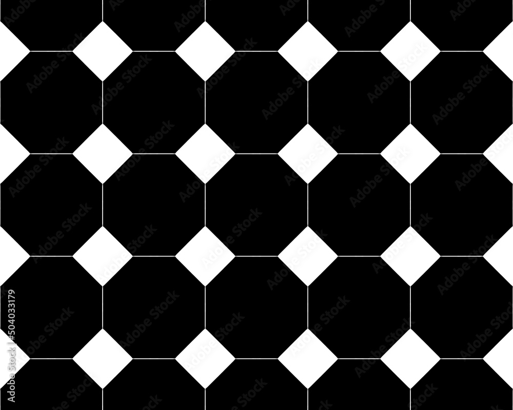 Abstract black and white illustration with a seamless geometric tile pattern Abstract black and white illustration with a seamless geometric tile pattern