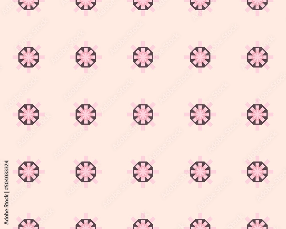 Illustration of a seamless pink hexagon and flake shaped tile pattern Illustration of a seamless pink hexagon and flake shaped tile pattern