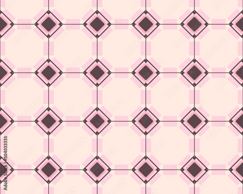 Illustration of a seamless pink hexagon and rhombus shaped tile pattern Illustration of a seamless pink hexagon and rhombus shaped tile pattern
