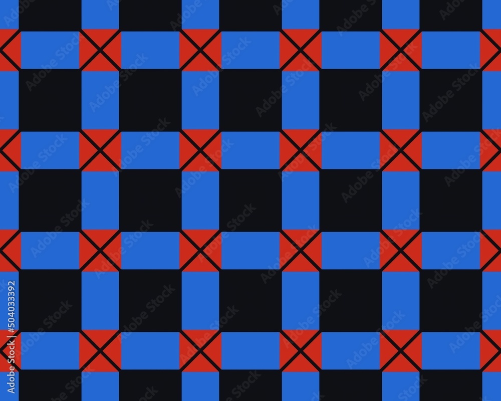 Illustration of a seamless red and blue square tile pattern Illustration of a seamless red and blue square tile pattern