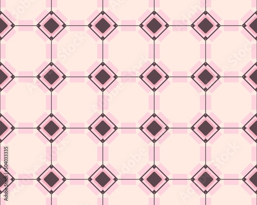 Illustration of a seamless pink hexagon and rhombus shaped tile pattern