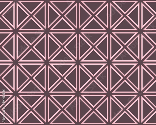 Illustration of a seamless pink trangle tile pattern on a purple background