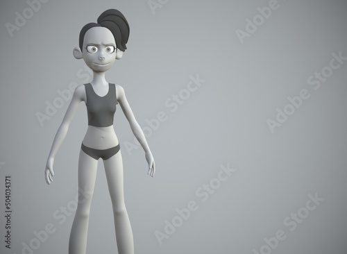 stylized cartoon female character 3d-rendering very cute
