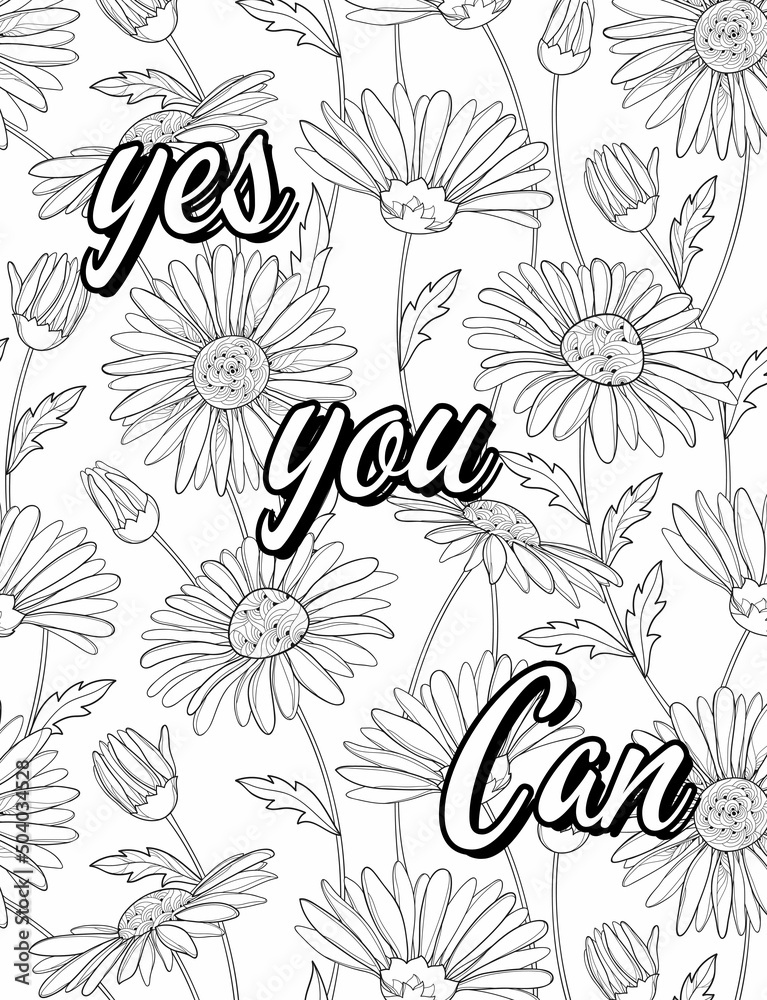 Inspirational Motivational quotes coloring pages, positive Affirmations